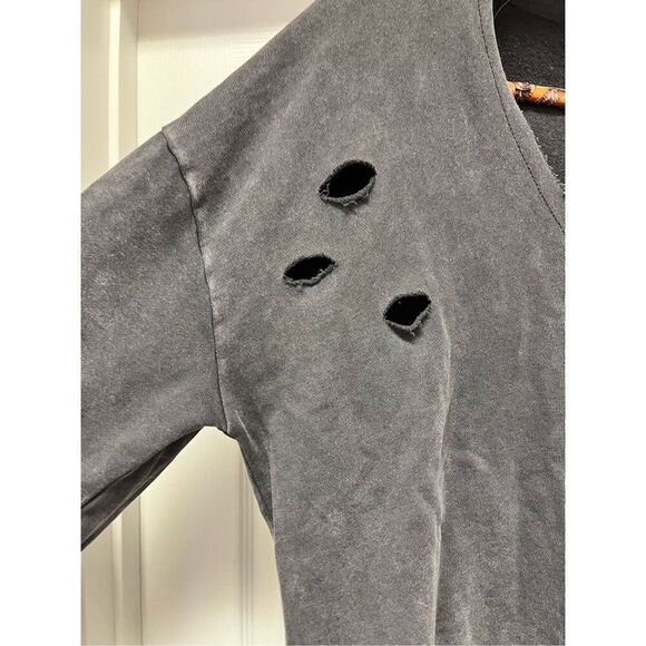 Mono b Gray Destroyed Hoodie Sweatshirt O/S - Picture 2 of 8
